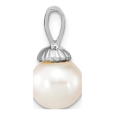 14K White Gold Freshwater Cultured Pearl Round Pendant – view 2
