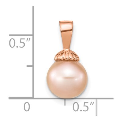 14K Rose Gold Pink Freshwater Cultured Pearl Pendant – view 3