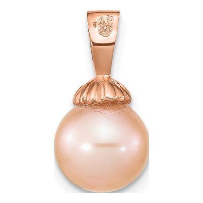 14K Rose Gold Pink Freshwater Cultured Pearl Pendant – view 4