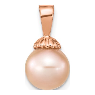 14K Rose Gold Pink Freshwater Cultured Pearl Pendant