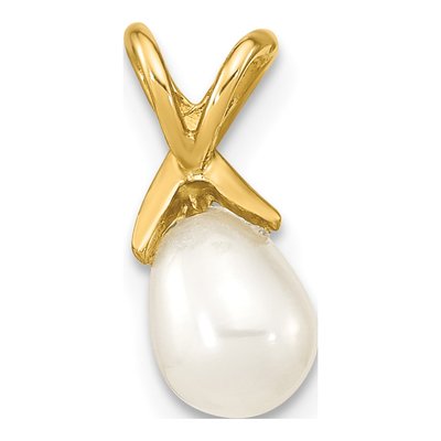 14K Yellow Gold Freshwater Cultured Pearl Teardrop Pendant – view 4