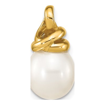 14K Yellow Gold Freshwater Cultured Pearl Slide Pendant – view 4