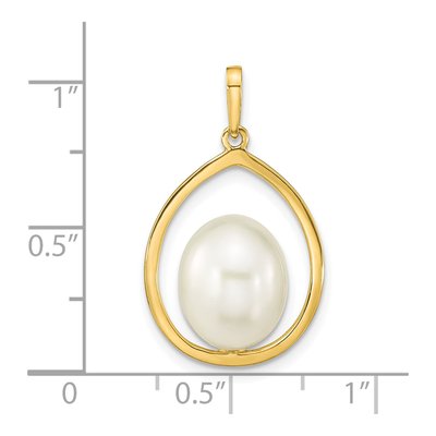 14K Yellow Gold Freshwater Cultured Pearl Teardrop Pendant – view 3