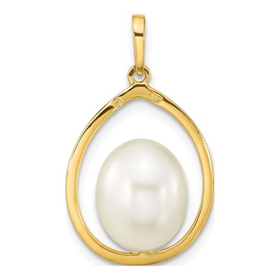 14K Yellow Gold Freshwater Cultured Pearl Teardrop Pendant – view 4