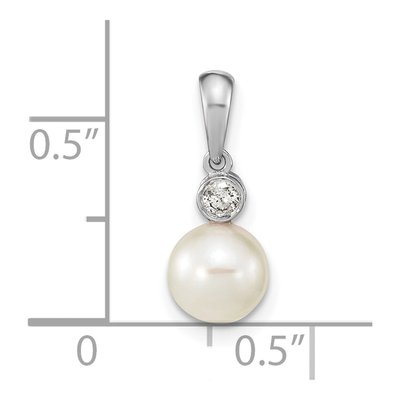 14K White Gold 1/20 ct tw Akoya Cultured Pearl & Diamond Round Pendant – view 3
