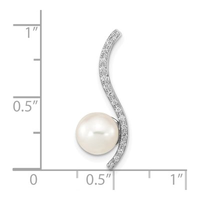 14K White Gold 1/20 ct tw Akoya Cultured Pearl & Diamond Slide Pendant – view 3