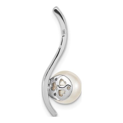 14K White Gold 1/20 ct tw Akoya Cultured Pearl & Diamond Slide Pendant – view 4