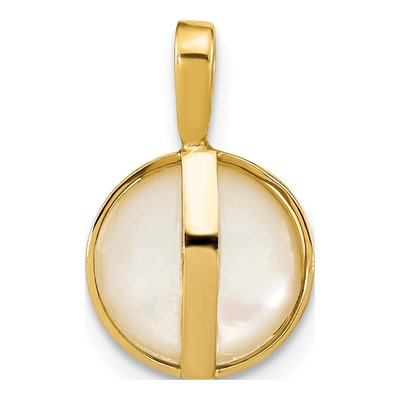 14K Yellow Gold Akoya Cultured Pearl Mabe Pendant – view 4