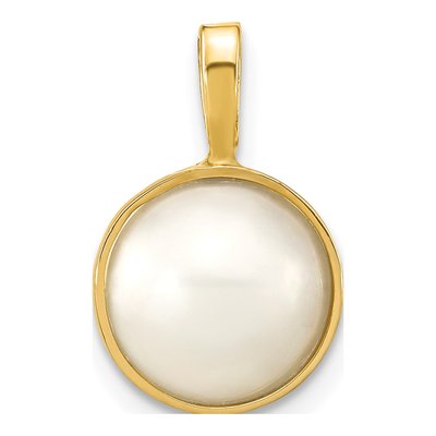 14K Yellow Gold Akoya Cultured Pearl Mabe Pendant
