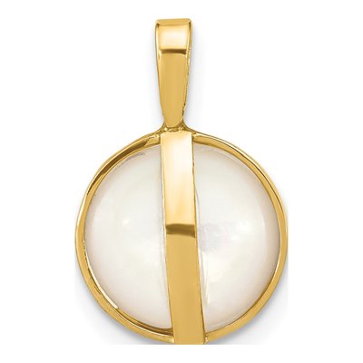 14K Yellow Gold Akoya Cultured Pearl Mabe Pendant – view 4