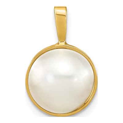 14K Yellow Gold Akoya Cultured Pearl Mabe Pendant