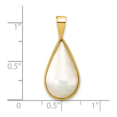 14K Yellow Gold Cultured Pearl Mabe Teardrop Pendant – view 3
