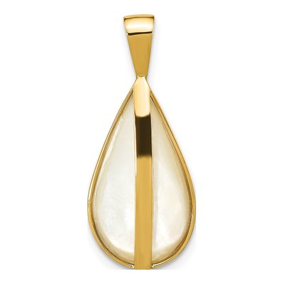 14K Yellow Gold Cultured Pearl Mabe Teardrop Pendant – view 4