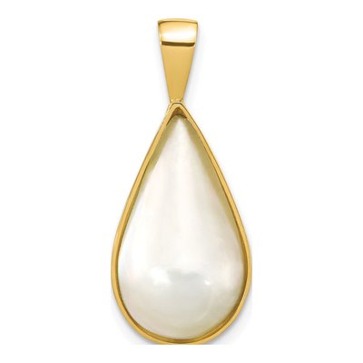 14K Yellow Gold Cultured Pearl Mabe Teardrop Pendant
