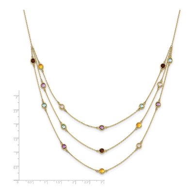 14K Yellow Gold Smoky Quartz & Amethyst 3-Strand 17-inch Necklace – view 4