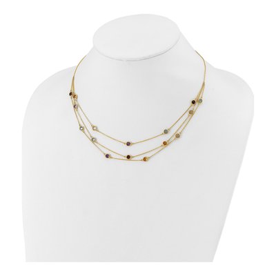 14K Yellow Gold Smoky Quartz & Amethyst 3-Strand 17-inch Necklace – view 5