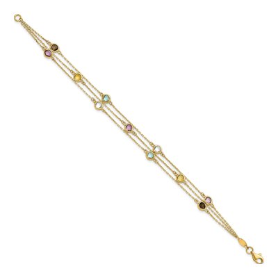 14K Yellow Gold Smoky Quartz & Citrine Multi-Gemstone 3-Strand Bracelet – view 3