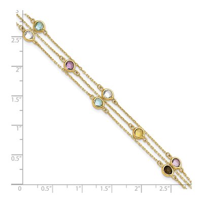 14K Yellow Gold Smoky Quartz & Citrine Multi-Gemstone 3-Strand Bracelet – view 4