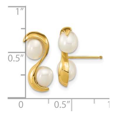 14K Yellow Gold Freshwater Cultured Pearl Double Dangle Earrings – view 4
