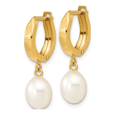 14K Yellow Gold Freshwater Cultured Pearl Dangle Earrings – view 2