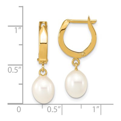 14K Yellow Gold Freshwater Cultured Pearl Dangle Earrings – view 4