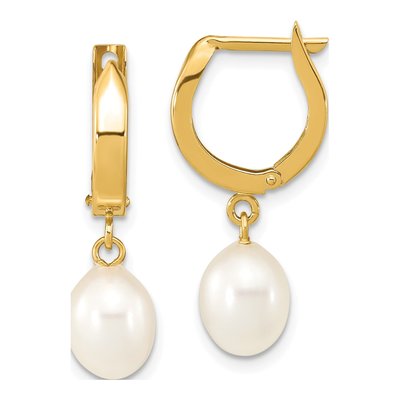 14K Yellow Gold Freshwater Cultured Pearl Dangle Earrings
