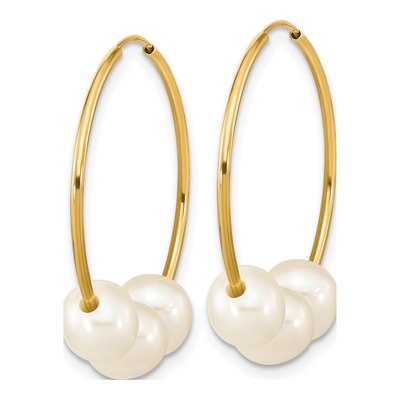14K Yellow Gold 25mm Freshwater Cultured Pearl Infinity Hoop Earrings – view 2