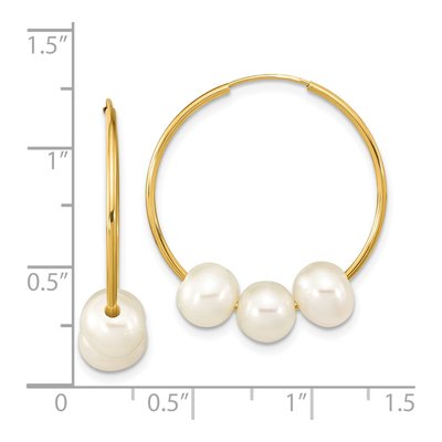 14K Yellow Gold 25mm Freshwater Cultured Pearl Infinity Hoop Earrings – view 4