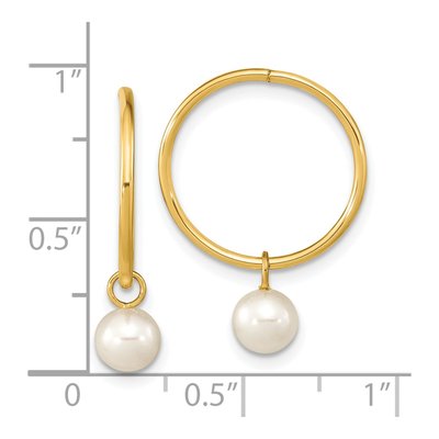 14K Yellow Gold 23mm Freshwater Cultured Pearl Endless Hoop Earrings – view 4