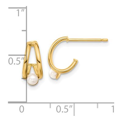 14K Yellow Gold 11mm Freshwater Cultured Pearl J- Hoop Earrings – view 5