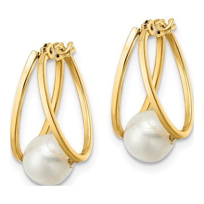 14K Yellow Gold Freshwater Cultured Pearl Dangle Earrings – view 3