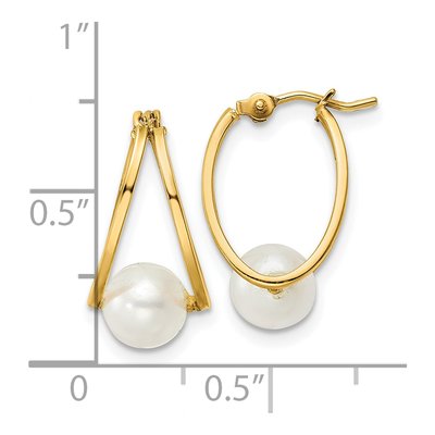 14K Yellow Gold Freshwater Cultured Pearl Dangle Earrings – view 5