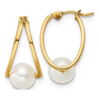 14K Yellow Gold Freshwater Cultured Pearl Dangle Earrings