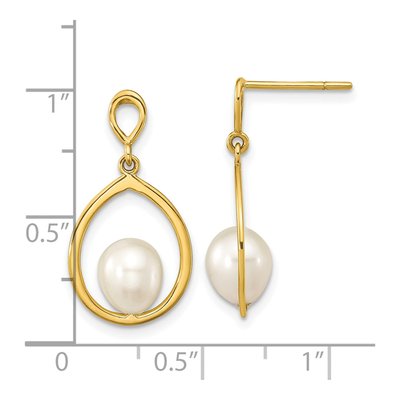 14K Yellow Gold Freshwater Cultured Pearl Dangle Earrings – view 4