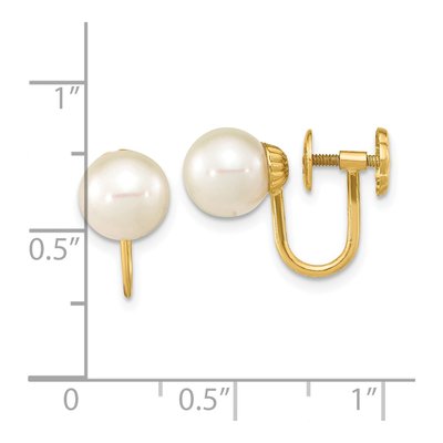 14K Gold White Freshwater Pearl Clip-On Earrings – view 4