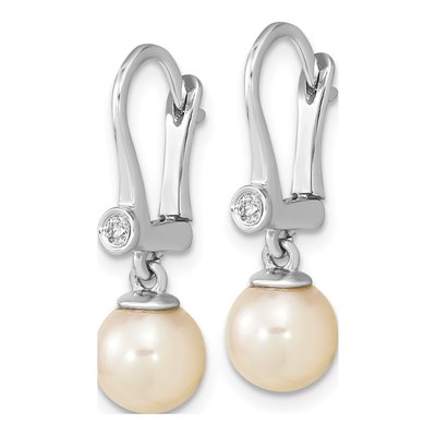 14K White Gold Akoya Cultured Pearl Dangle Earrings – view 2