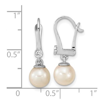 14K White Gold Akoya Cultured Pearl Dangle Earrings – view 4