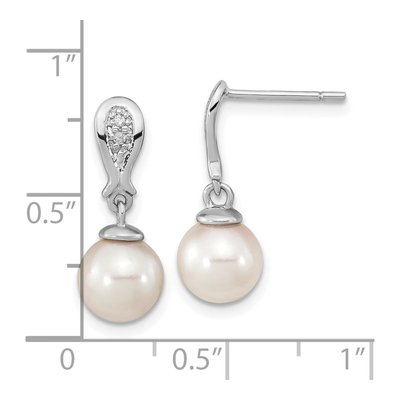 14K White Gold Akoya Cultured Pearl & Diamond Dangle Earrings – view 4