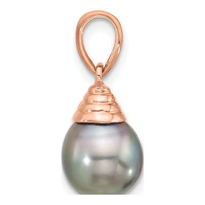 14K Rose Gold Black Tahitian Cultured Pearl Pendant – view 2