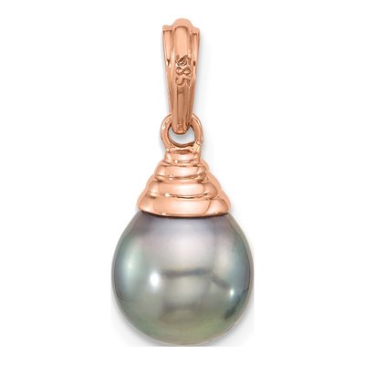 14K Rose Gold Black Tahitian Cultured Pearl Pendant – view 3