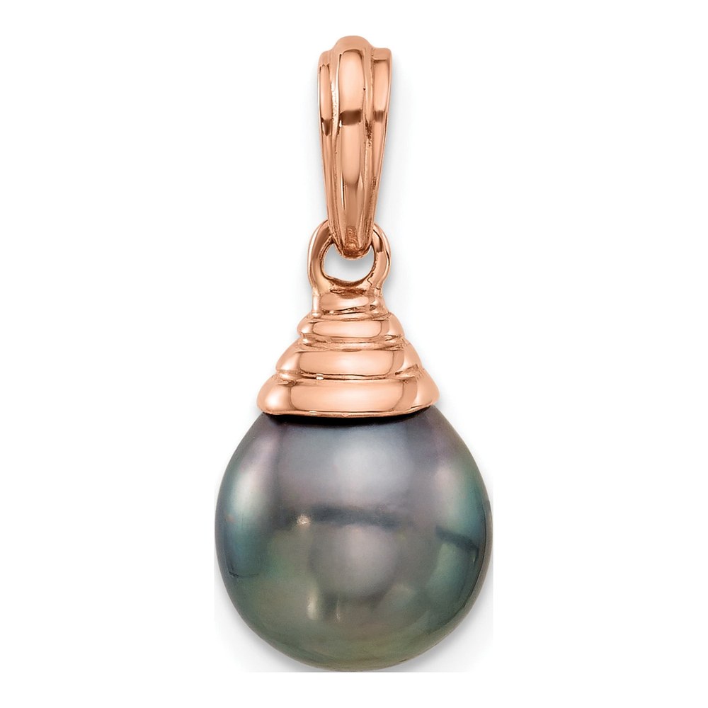 14K Rose Gold Tahitian Black Pearl Pendant