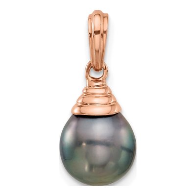 14K Rose Gold Black Tahitian Cultured Pearl Pendant