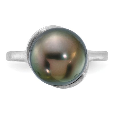 14K White Gold Black Tahitian Cultured Pearl Ring – view 4