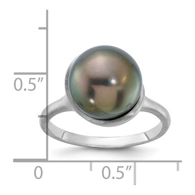 14K White Gold Black Tahitian Cultured Pearl Ring – view 5
