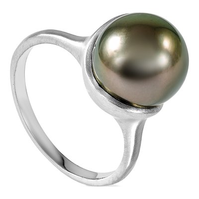 14K White Gold Black Tahitian Cultured Pearl Ring – view 7