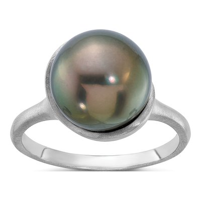 14K White Gold Black Tahitian Cultured Pearl Ring