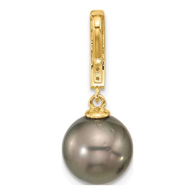 14K Yellow Gold 1/15 ct tw Black Tahitian Cultured Pearl & Diamond Slide Pendant – view 3