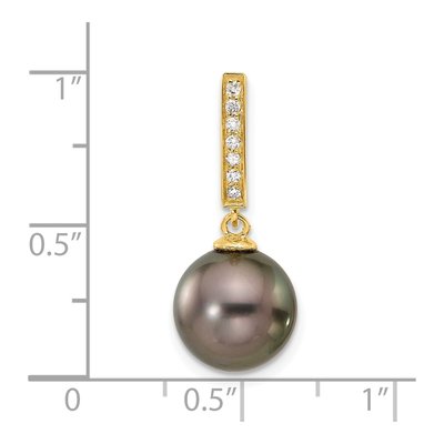 14K Yellow Gold 1/15 ct tw Black Tahitian Cultured Pearl & Diamond Slide Pendant – view 4