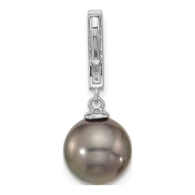 14K White Gold Tahitian Pearl & Diamond Slide – view 3