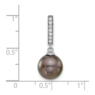 14K White Gold Tahitian Pearl & Diamond Slide – view 4